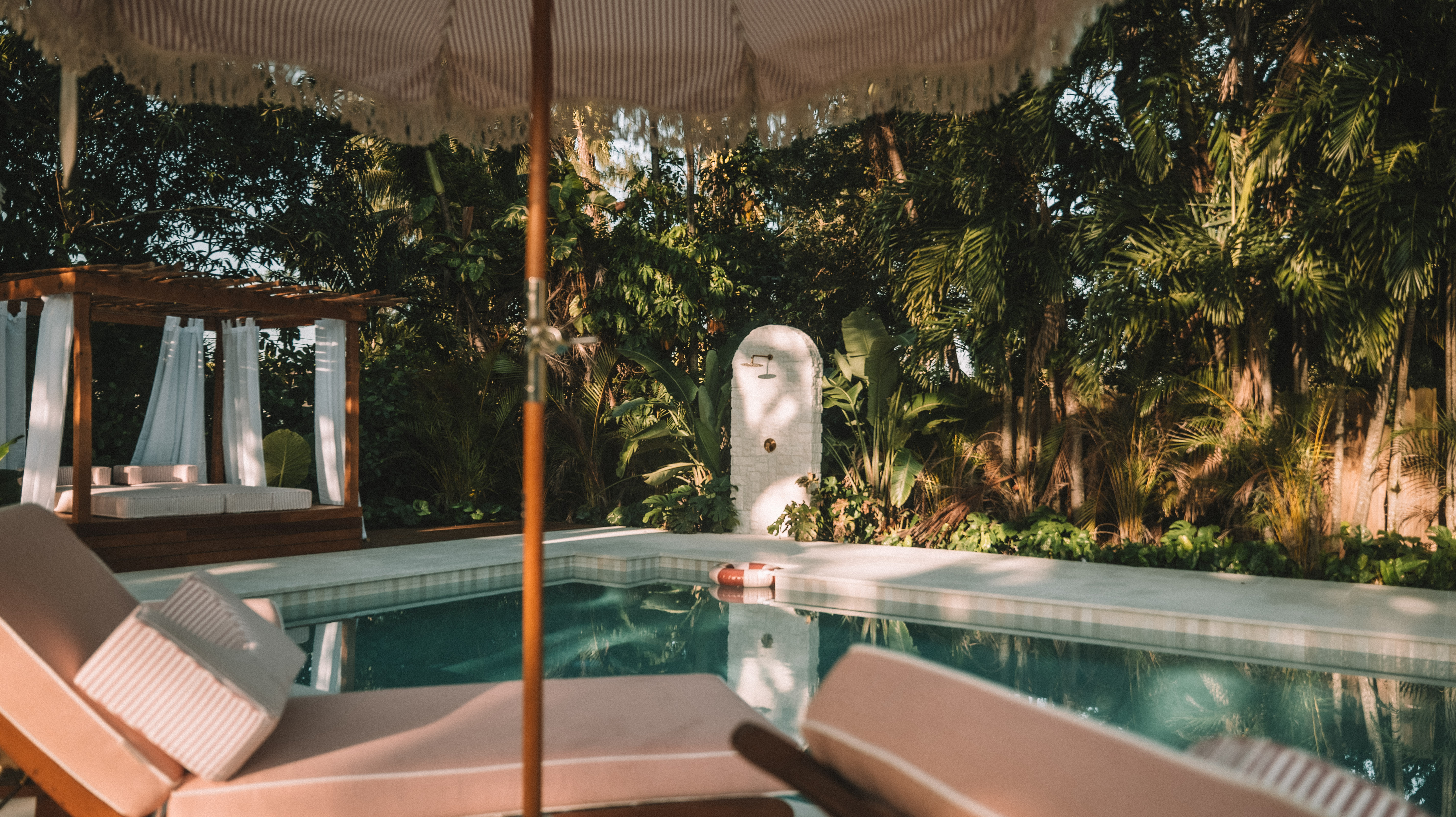 Curtained cabana at The Great Oak production location