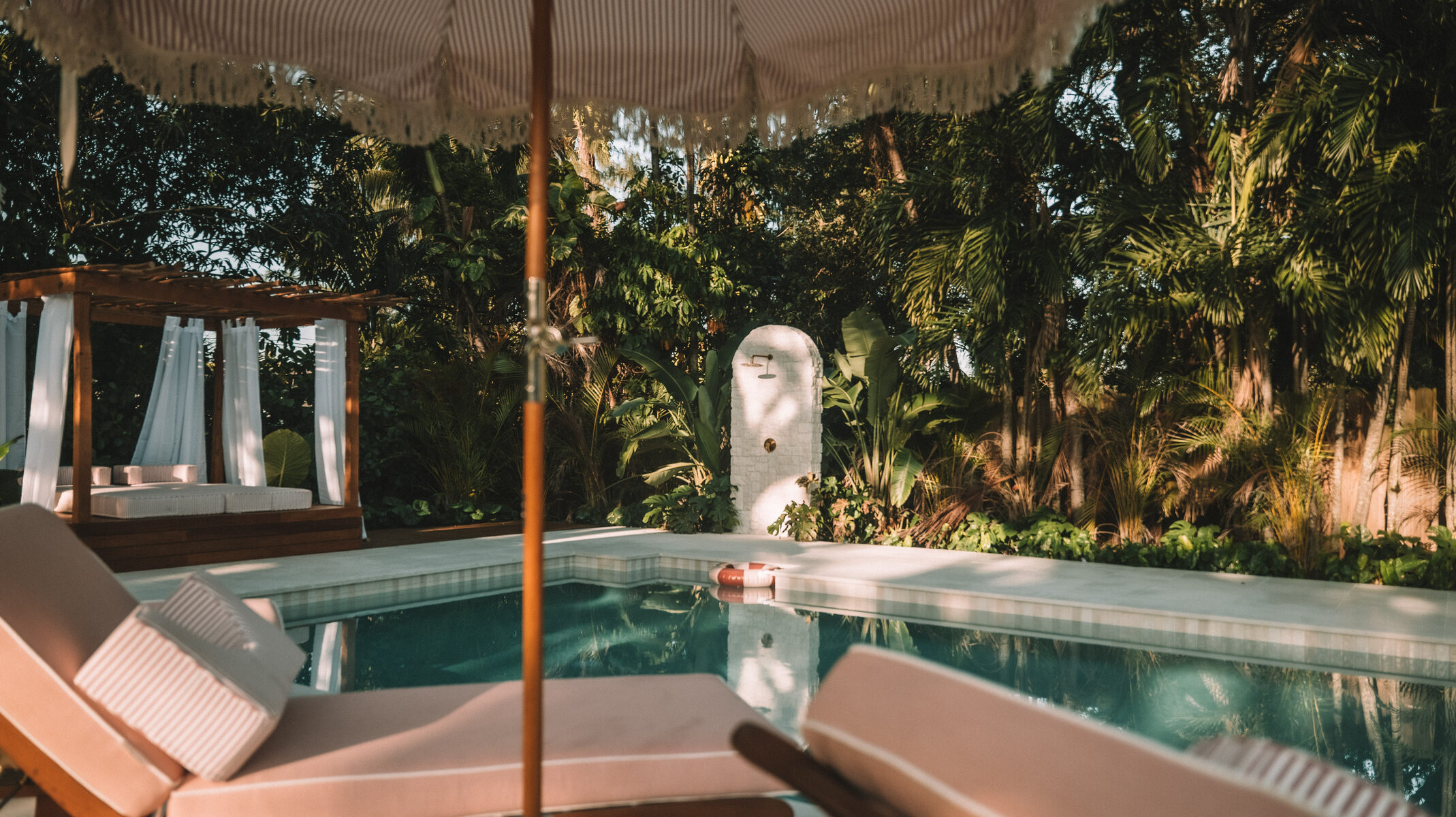 Pool and cabana evening light